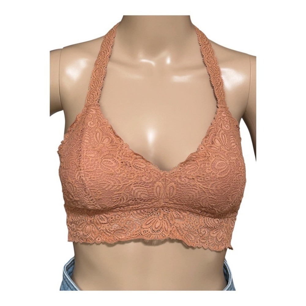 Auden Lace Racerback Bralette Medium Coral Orange Lightly Lined Wireless EUC